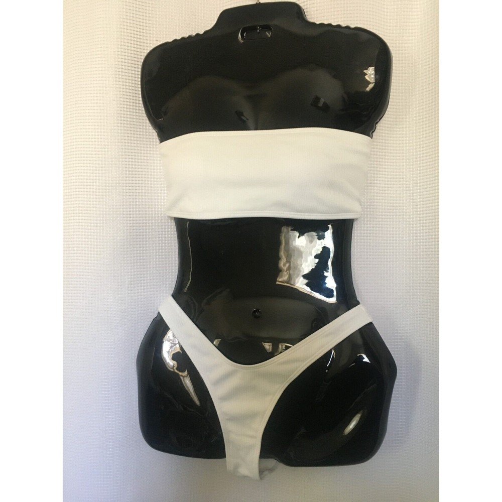 ZAFUL Womens White High Cut Bikini Sz Medium 2 Piece Swimsuit Vacation Beach